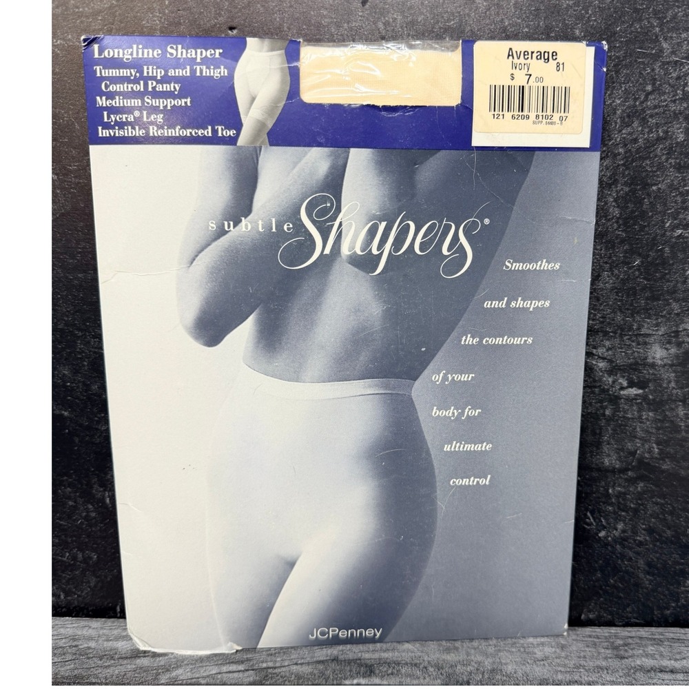 Vintage JC Penney Subtle Shapers Ivory Longline Control Pantyhose NOS 1990s